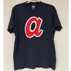 47 Brand Atlanta Braves Embroidered T-Shirt MLB Baseball Graphic Tee Small‎
